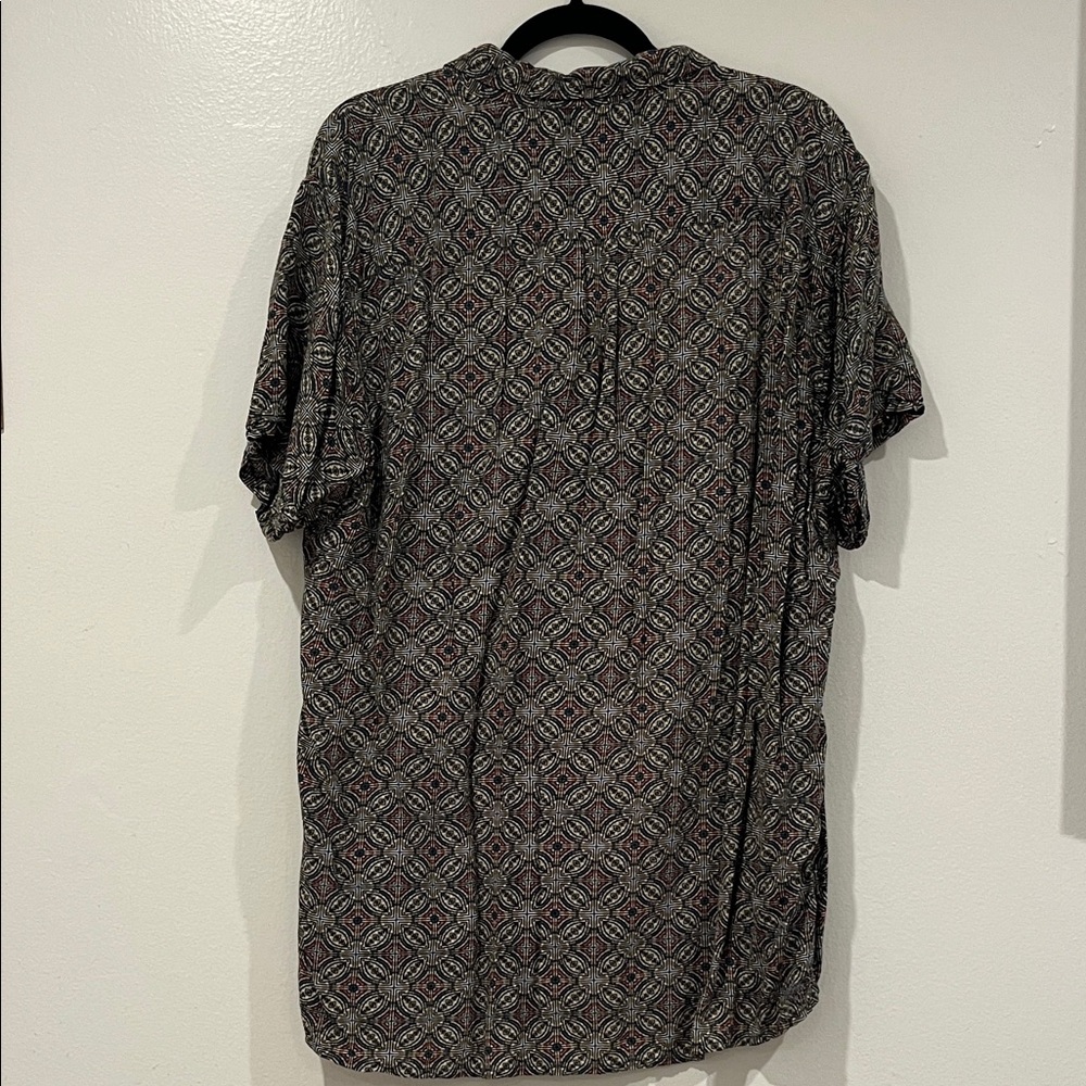 RVCA Geometric Patterned Button Down Shirt - Blac… - image 4